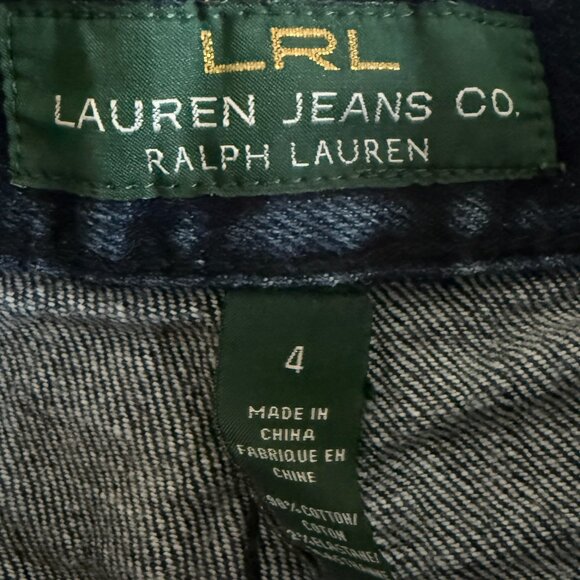 LRL Lauren Jeans Co Women's Sz 4 Dark Wash Zipper Pocket Tailored Blue Jeans - Picture 6 of 6